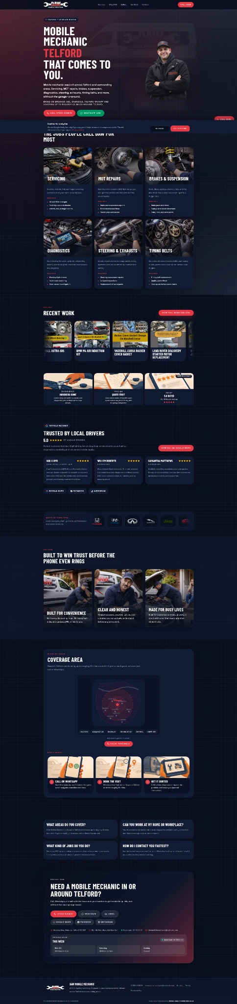 DAW Mobile Mechanic desktop website screenshot