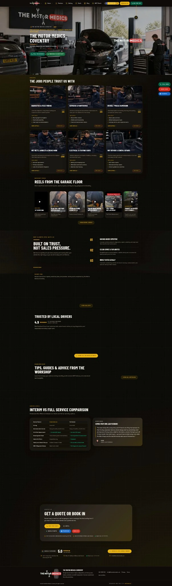 The Motor Medics desktop website screenshot