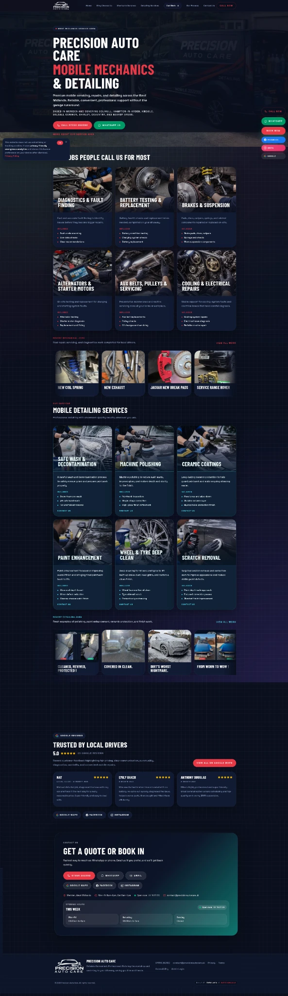 Precision Auto Care desktop website screenshot